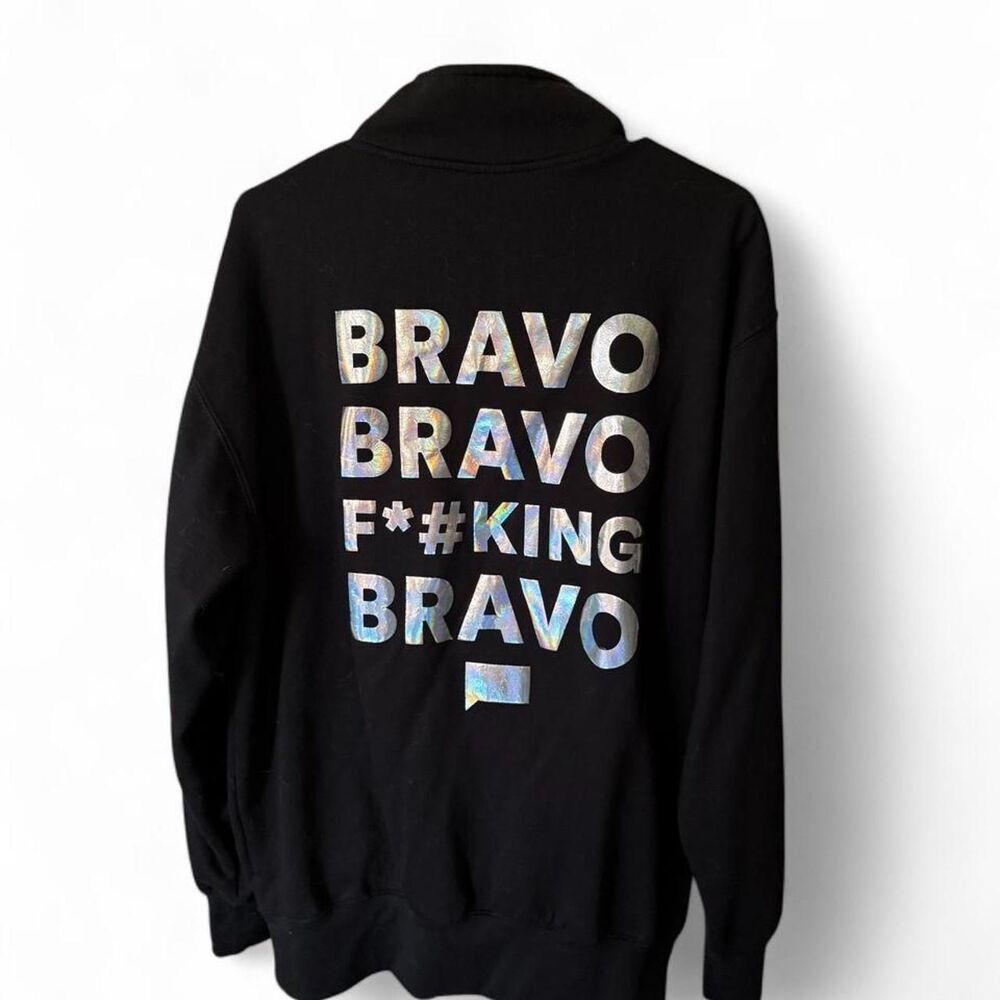 BravoCon 2025 Bravo Bravo F*#king Bravo Quarter Zip Pullover Black Size L. NWOT